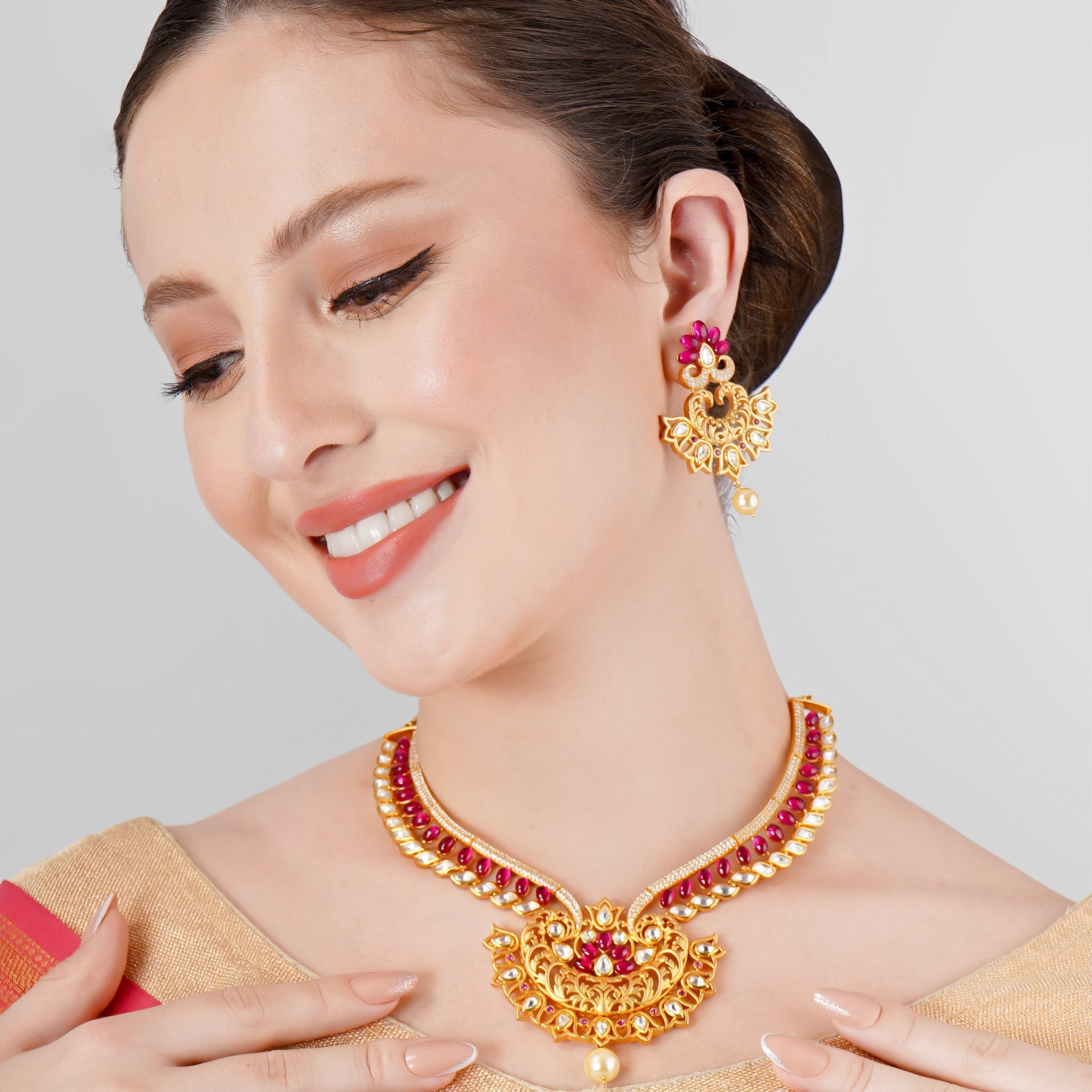 Necklaces Kundan Tagged 1 gram gold jewellery Sanvi Jewels