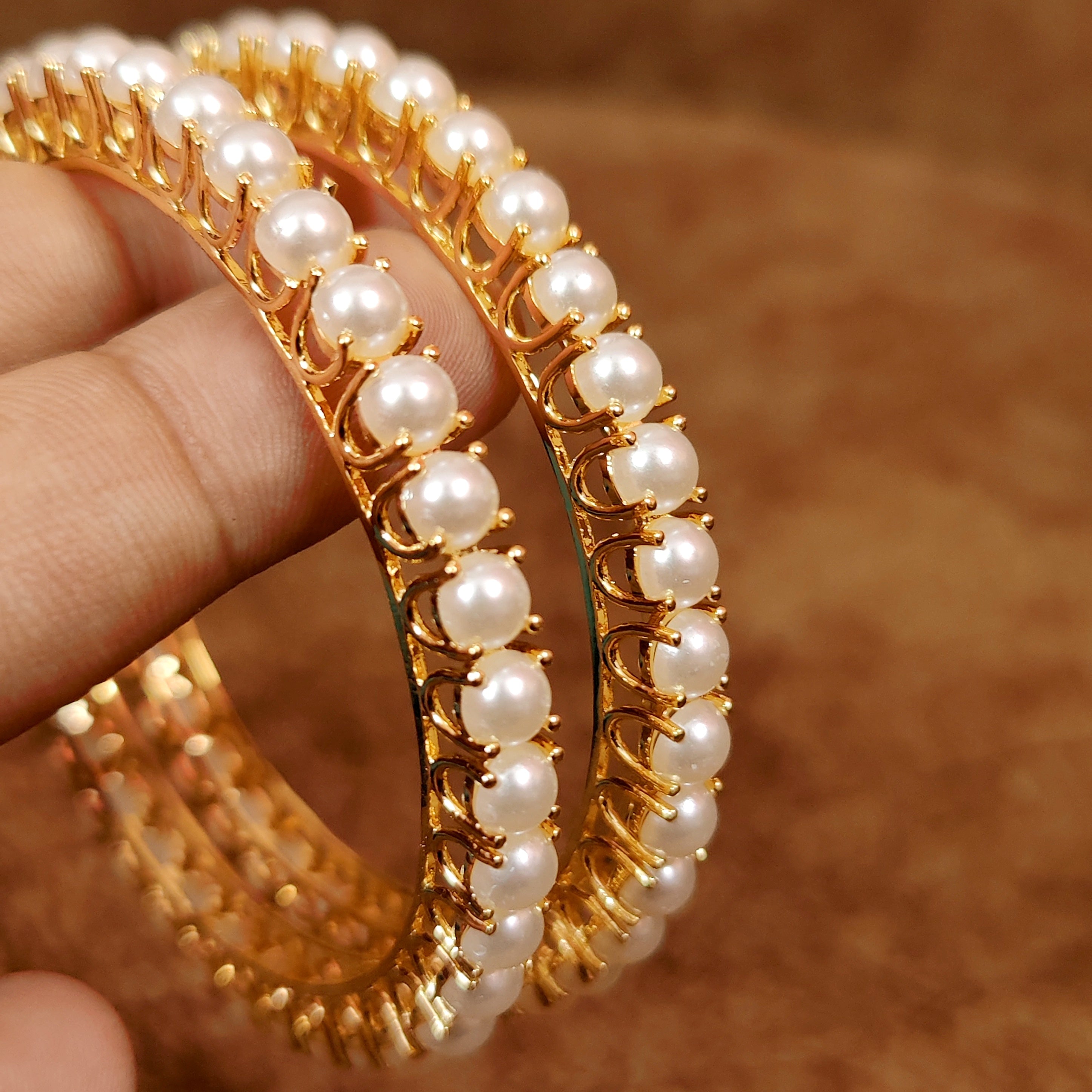 SINGLE LINE SEMI PRECIOUS PEARL BANGLES Sanvi Jewels