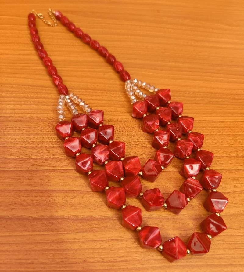 Aurora Medium Round Stone Prism Necklace Red – INK+ALLOY, LLC