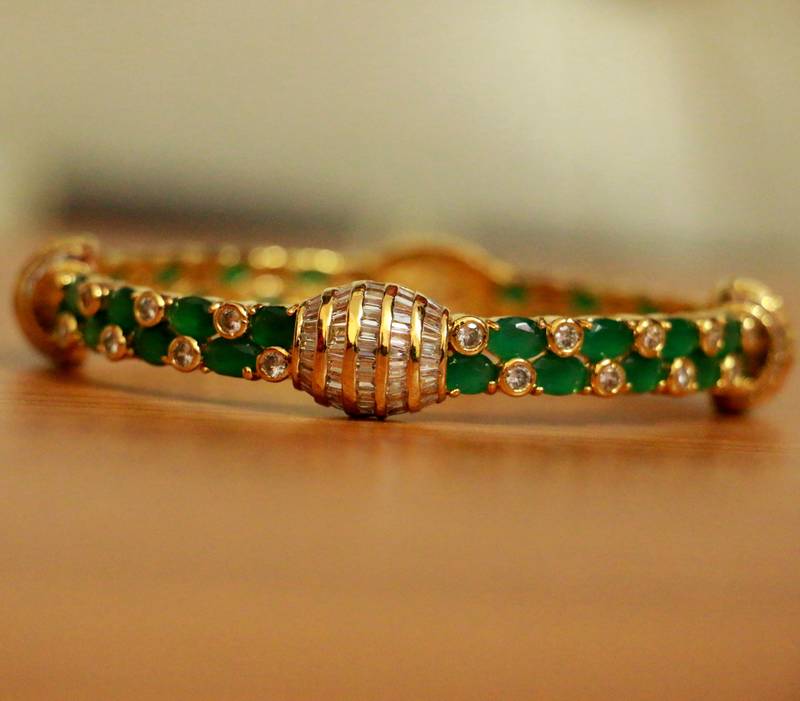 Fancy Emerald Bracelet | American Diamond Bracelet | Saaj