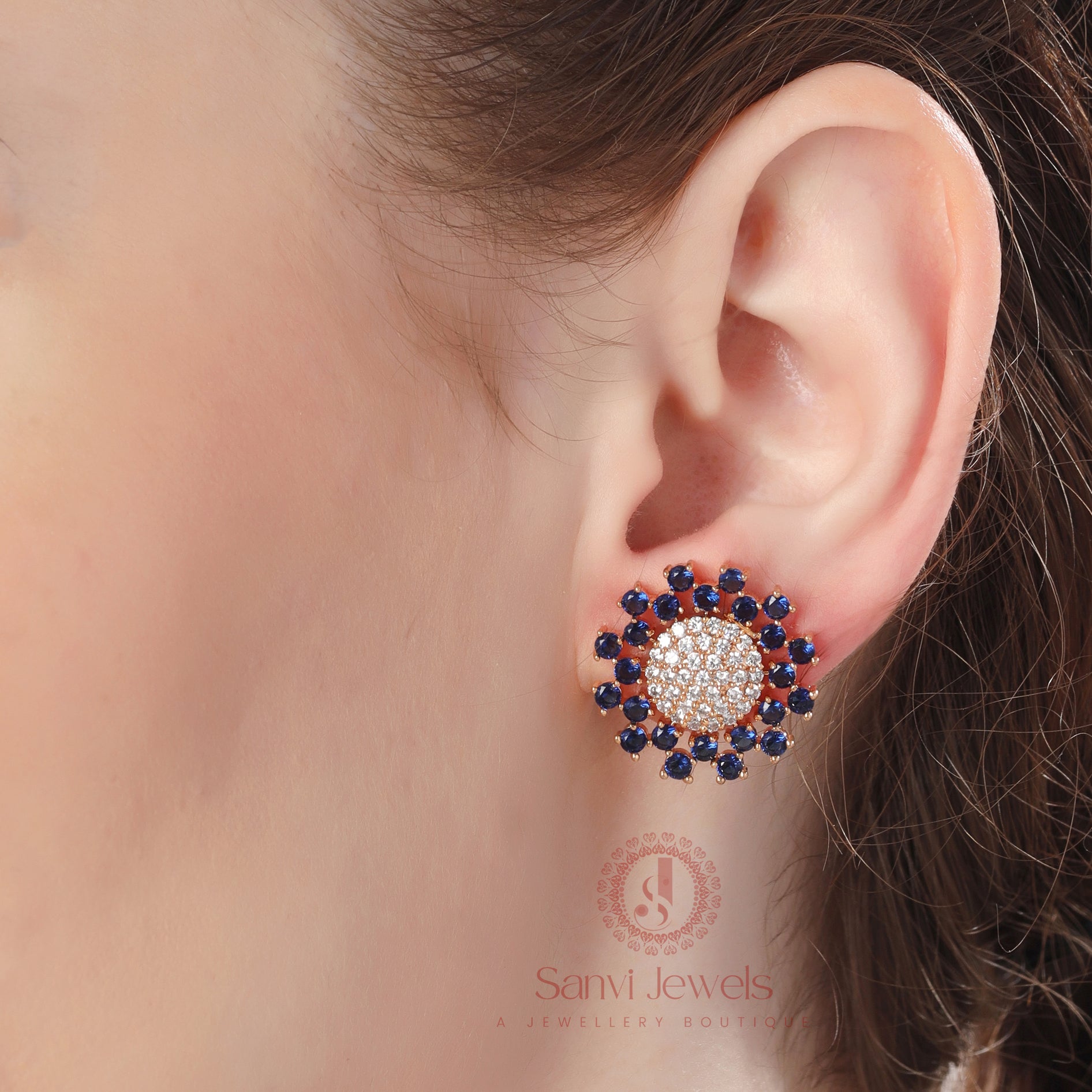 Imitation Blue Sapphire Earring For Women  Ricco India