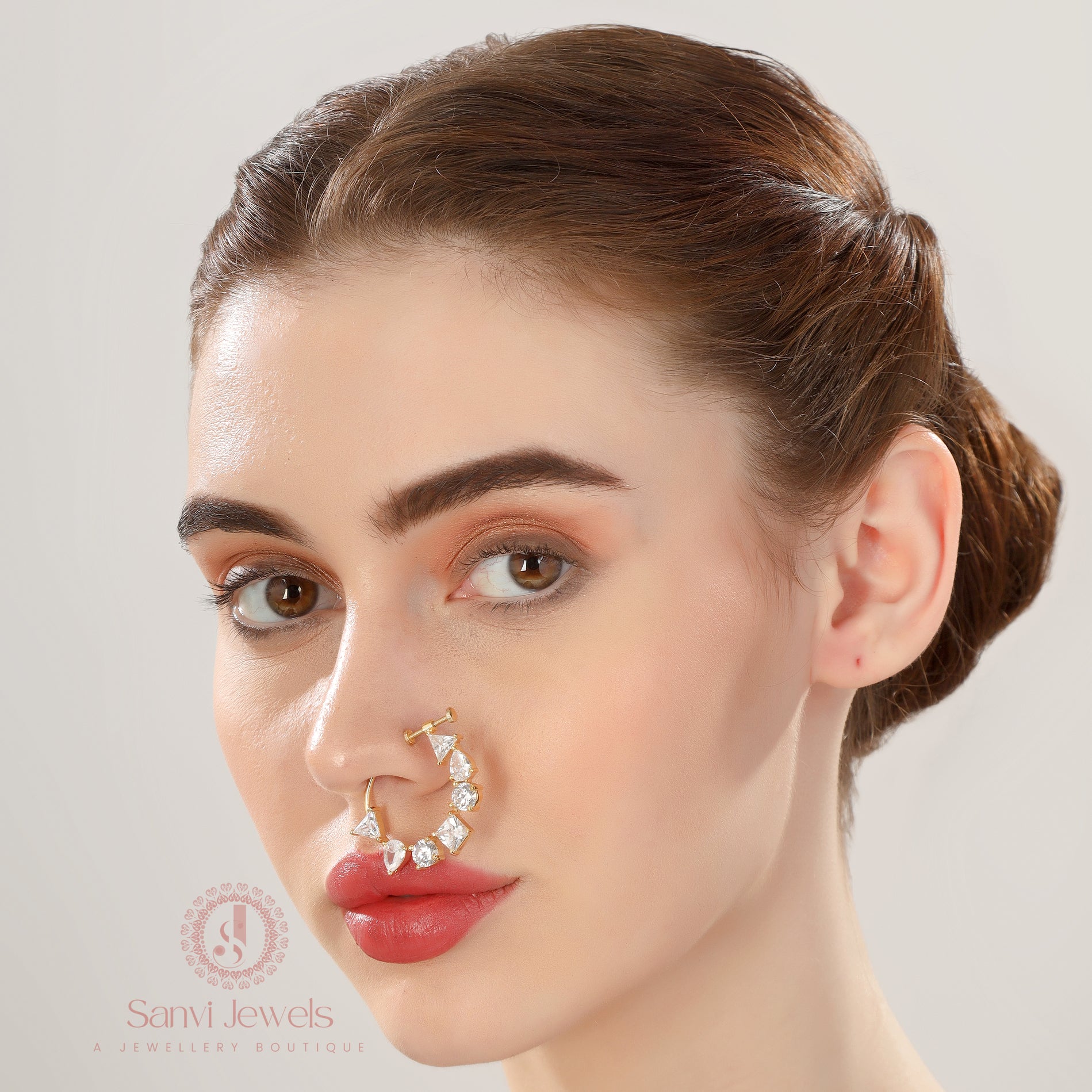 Clip On Gold Fake Nose Ring - No Piercing Needed