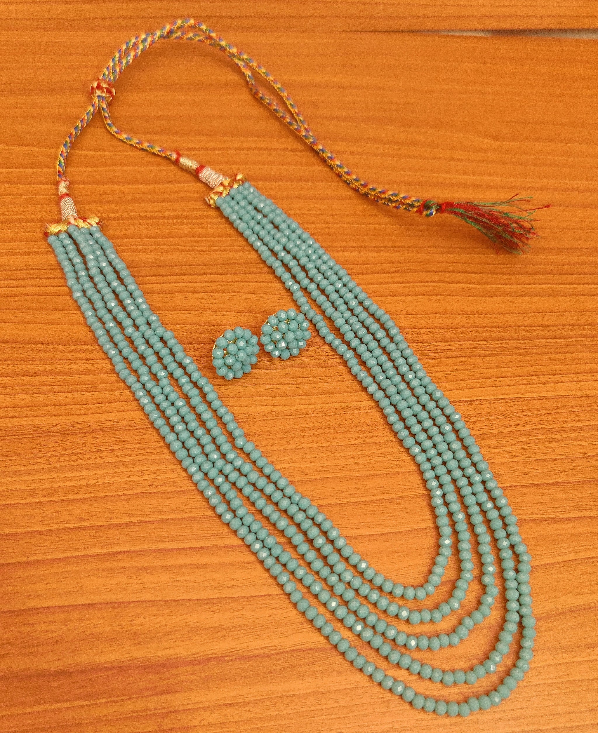 Crystal Tropical Fish Enhancer & Beaded order Necklace of Turquoise, Crystal, Ceramic and Murano Glass Beads, Coordinating Earrings, Jewelry Set