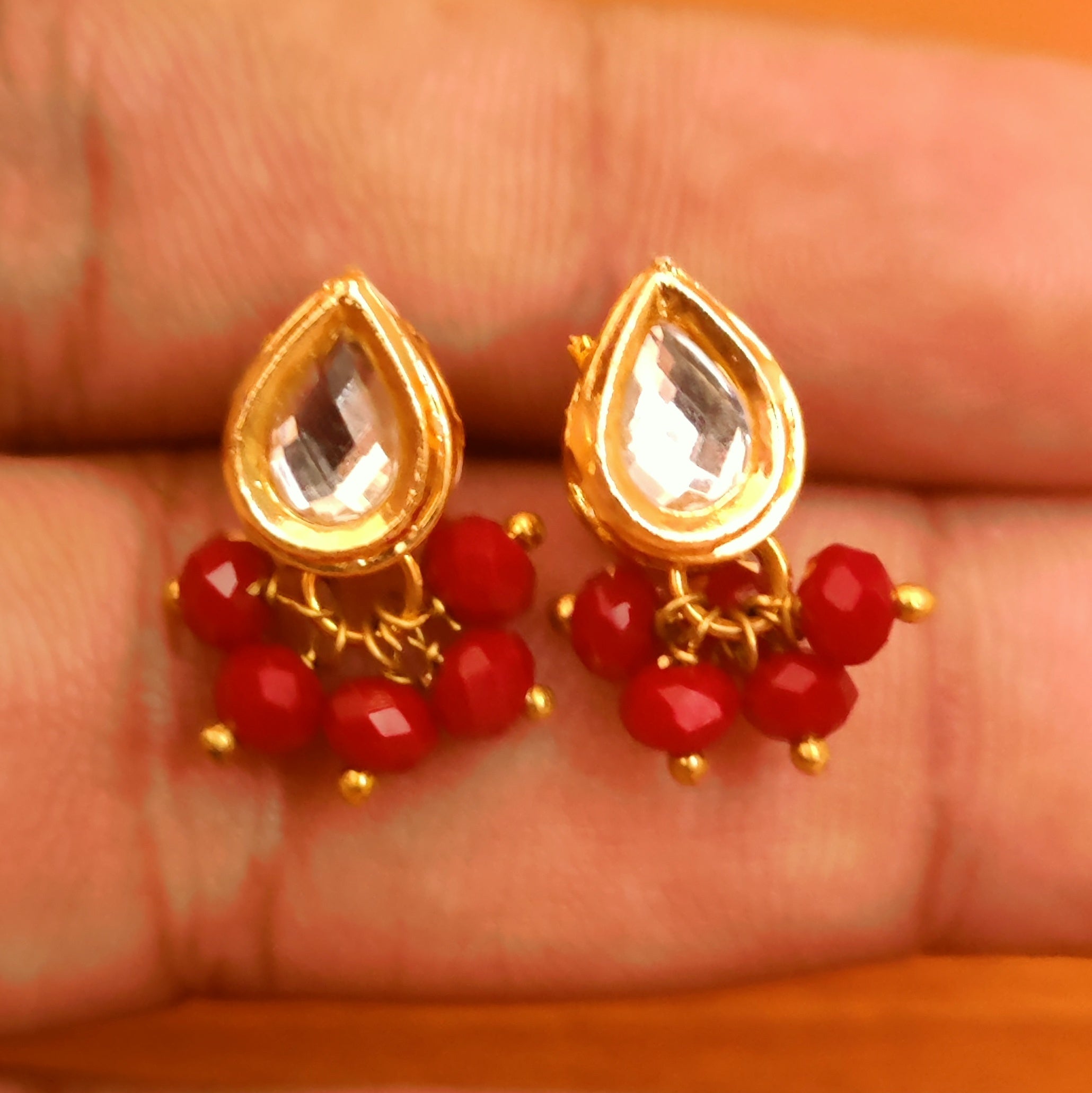 Vintage Coral Earrings w/ Seed Pearls 14K Yellow Gold