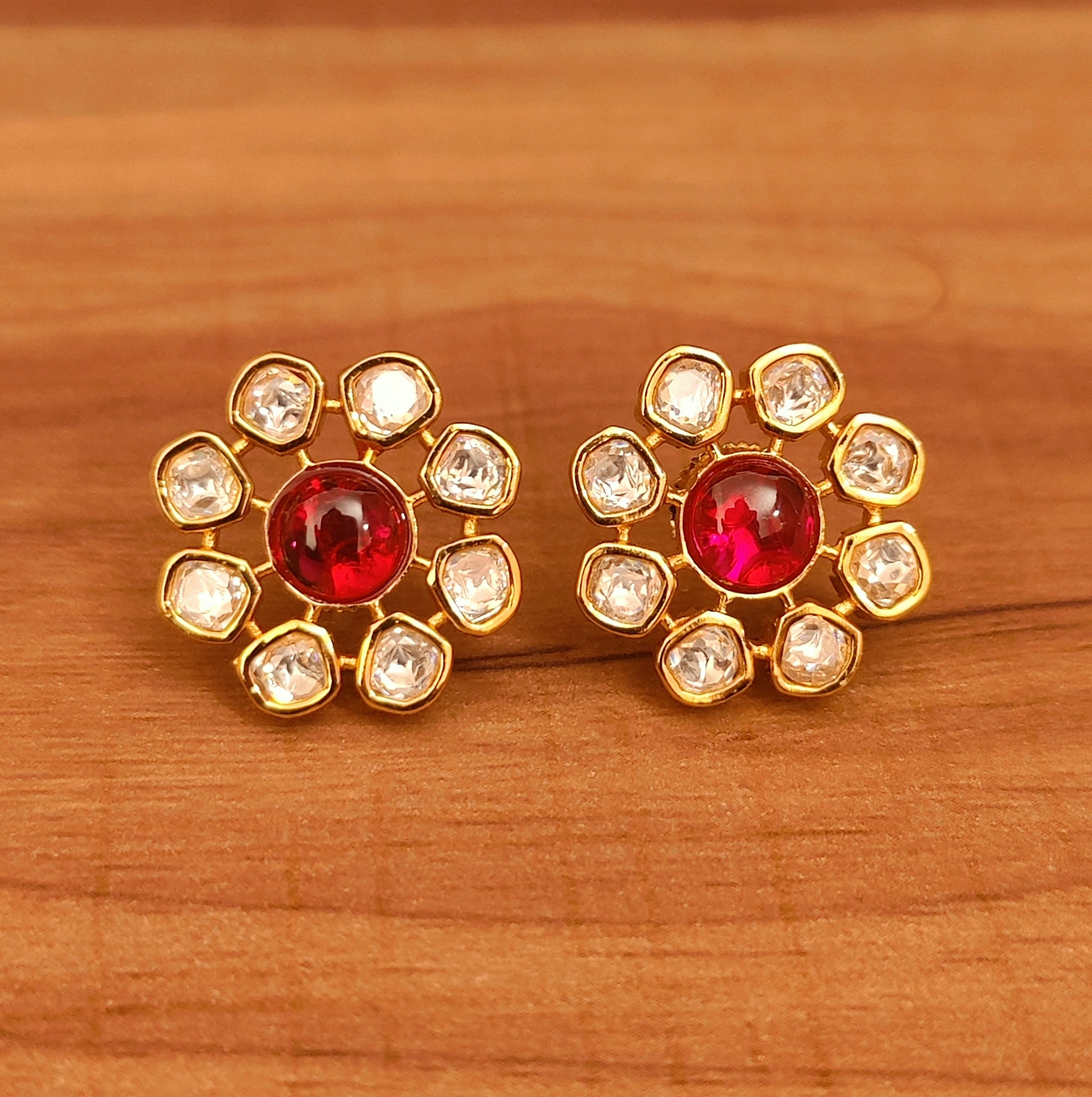 Cheap 1 Pair Silver Gold Color 4567MM Red Stone Earrings Princess Square Stud  Earrings for Women Wedding Ear Studs Party Jewelry  Joom