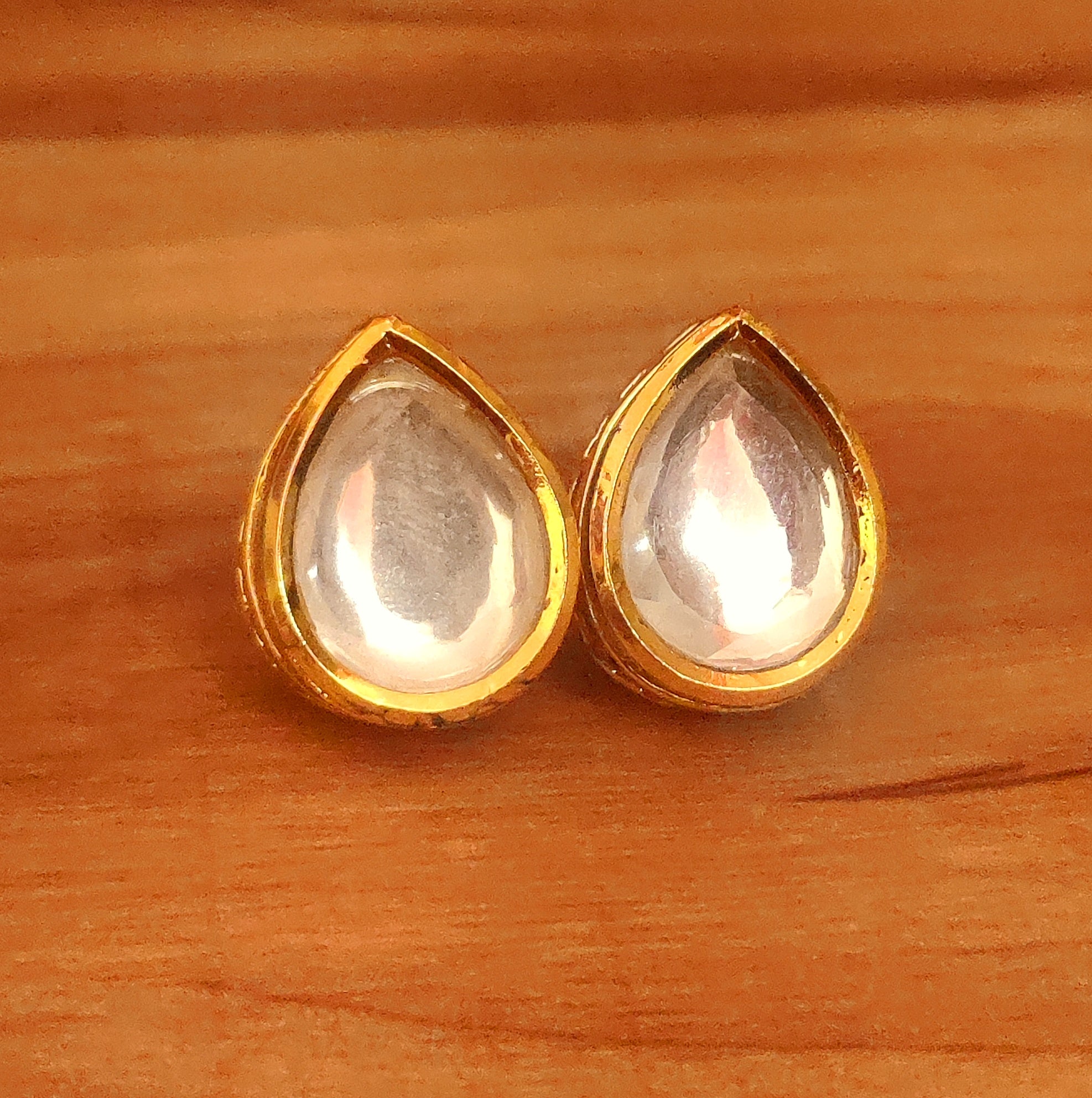 PEAR SHAPED KUNDAN POLKI BIG STUDS Sanvi Jewels