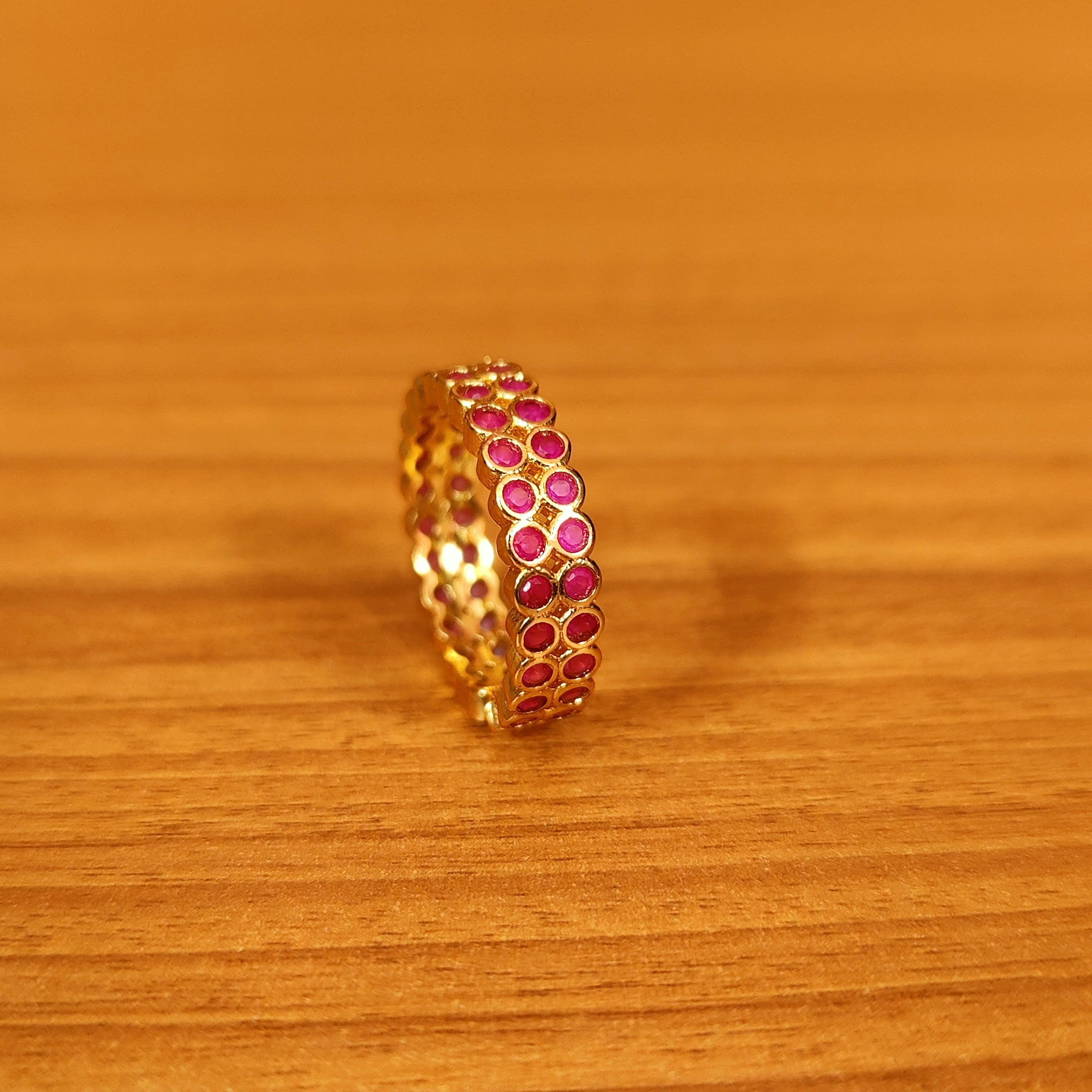 Gold Finish Green Synthetic Stone Jali Ring Design by Johori at Pernia's  Pop Up Shop 2024