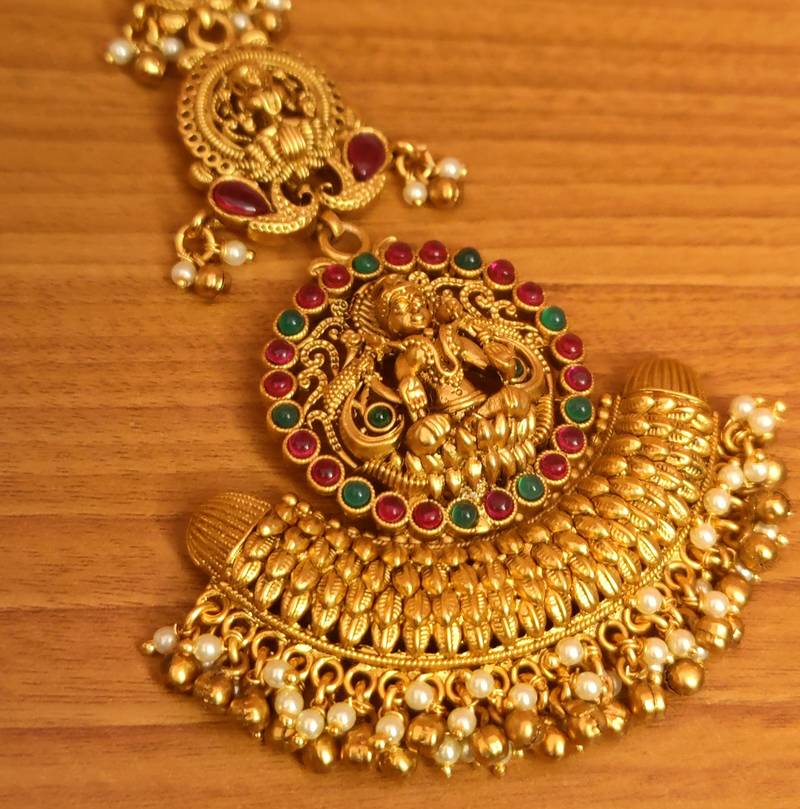 MULTICOLOUR TEMPLE LOOK BRIDAL MAANG TIKKA Sanvi Jewels