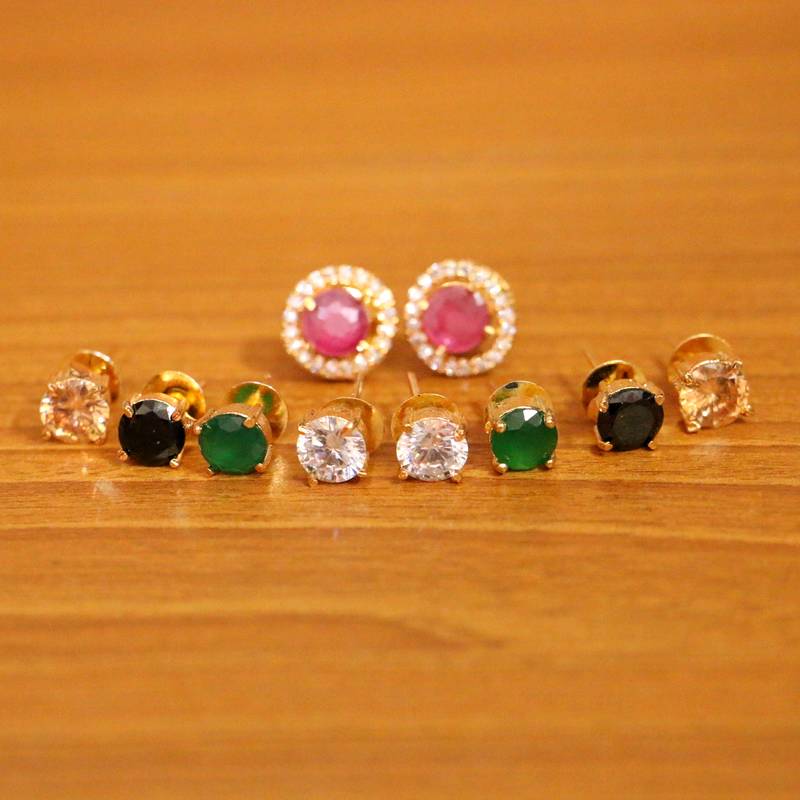 Multicolour Round Shaped Changeable Earrings Sanvi Jewels