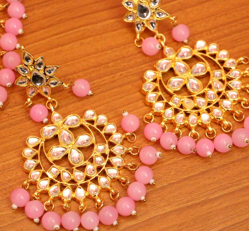 Choker Set Gold Necklace Set/bollywood Jewellery/pink Indian Choker Necklace  Set/bridesmaid Jewellry/women Necklace Set - Etsy