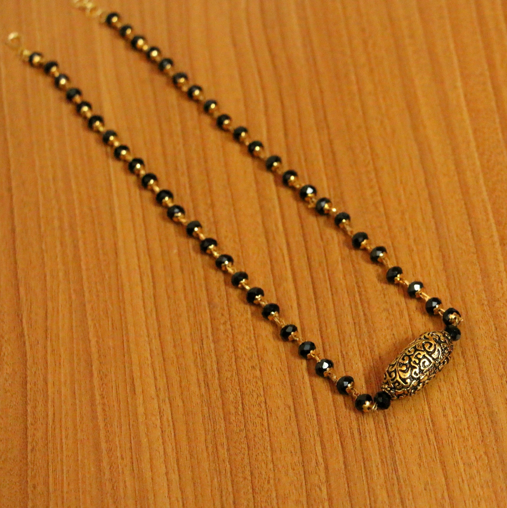Black crystal beads mangalsutra outlet
