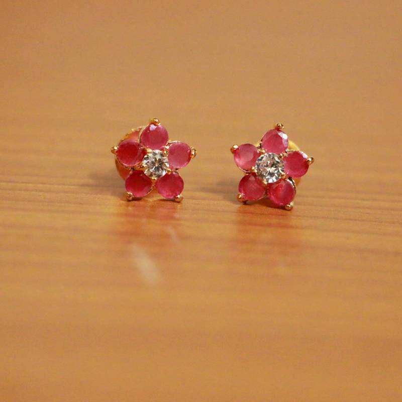 Ruby studs gold hotsell