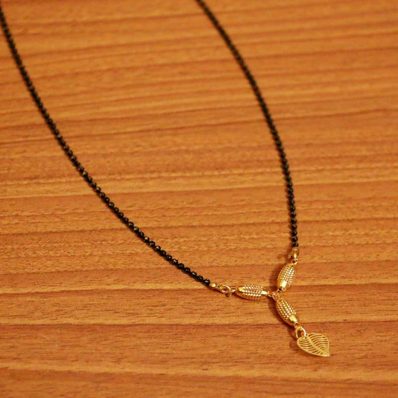 Golden Bead Leaf Pattern Ethnic Mangalsutra Sanvi Jewels