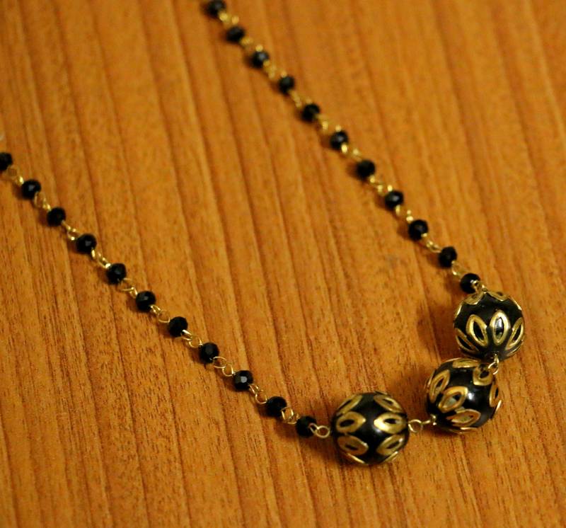 BLACK MEENAKARI GOLD LOOK MANGALSUTRA Sanvi Jewels